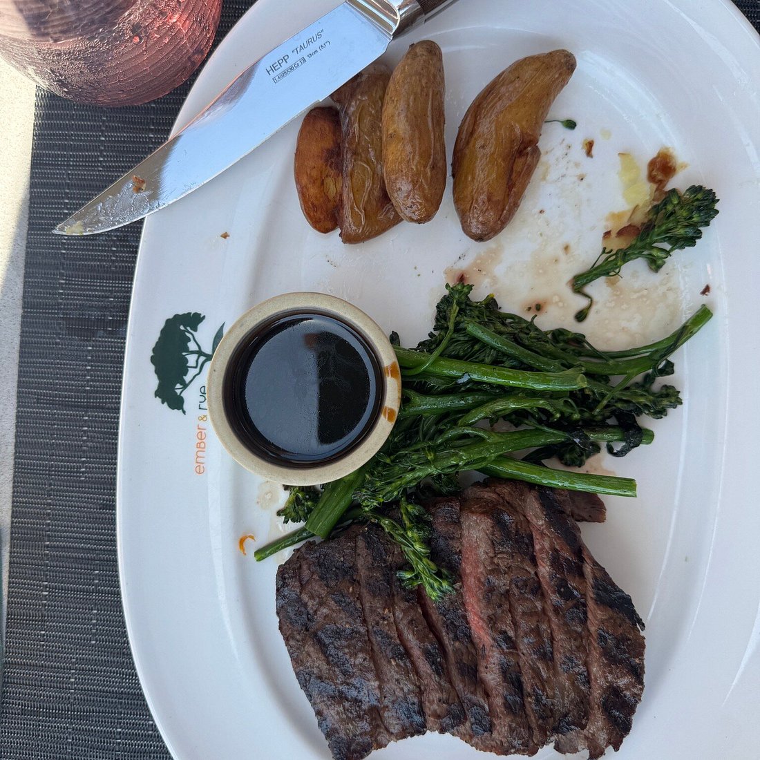 Ember & Rye signature dishes Ember Seared Spicy Tuna Sandwich
Steak Frites
Pork & Shrimp Katsu Burger